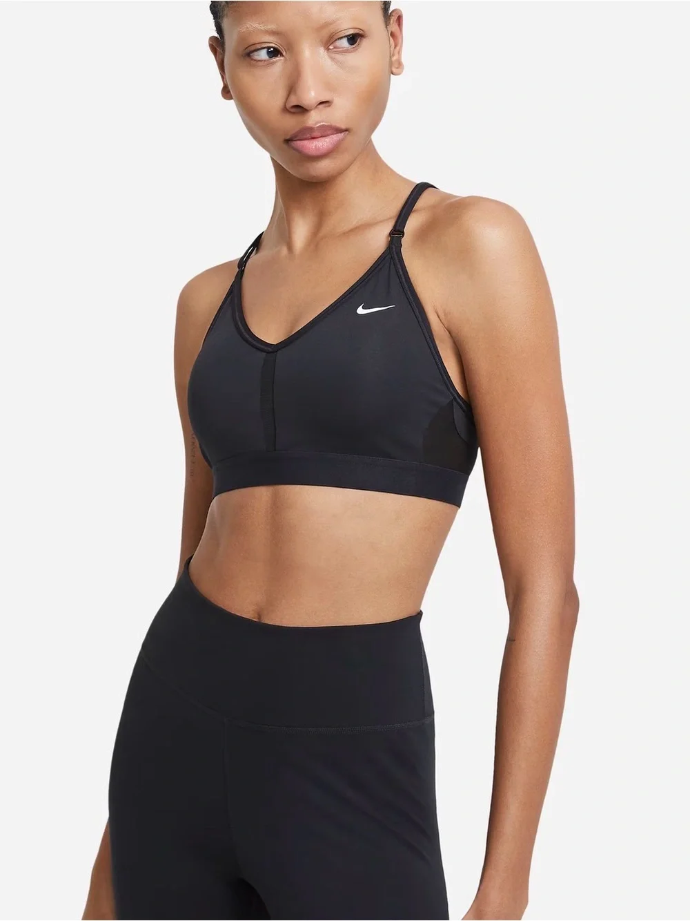 Nike Gray & White Thin-Strap Sports Bra
